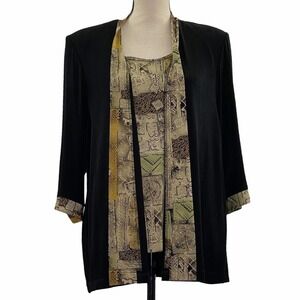 R&m Richards Cardigan Mock Blouse Shirt Set 18WP